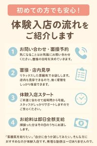 初めての方でも安心！体験入店の流れをご紹介します